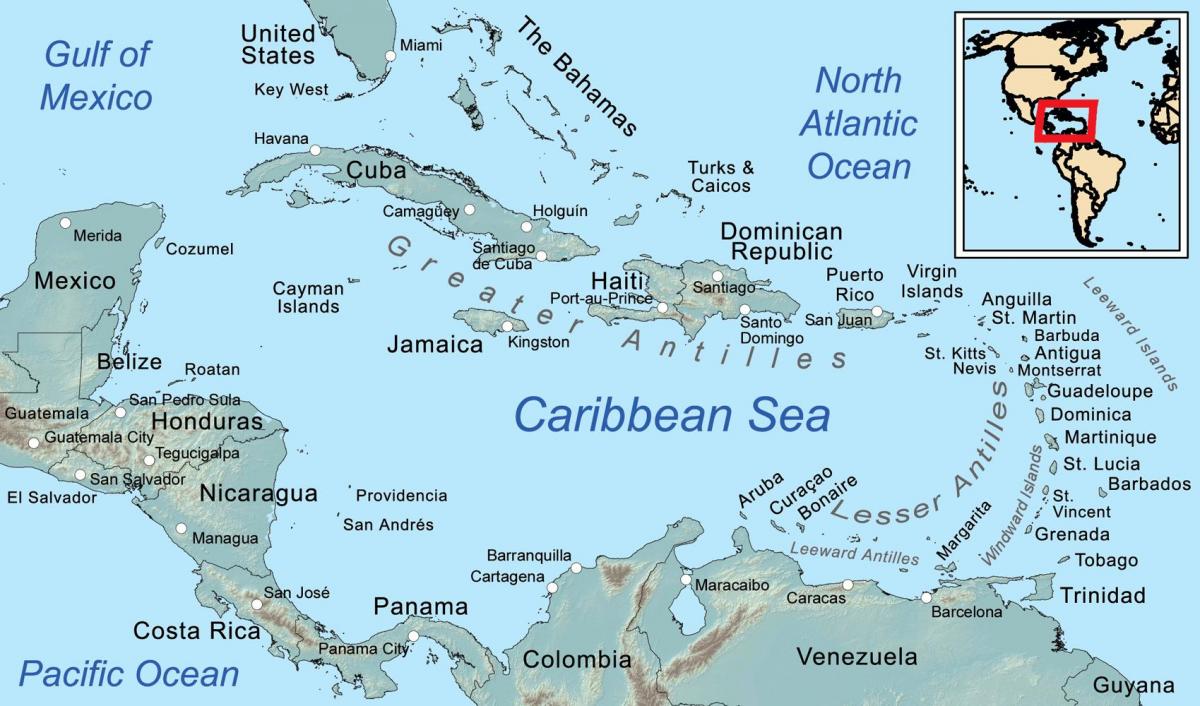 지도 자메이카와 주변 섬들