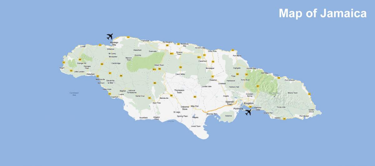 지도 자메이카의 공항과 리조트