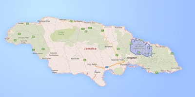 지도의 푸른 산을 자메이카